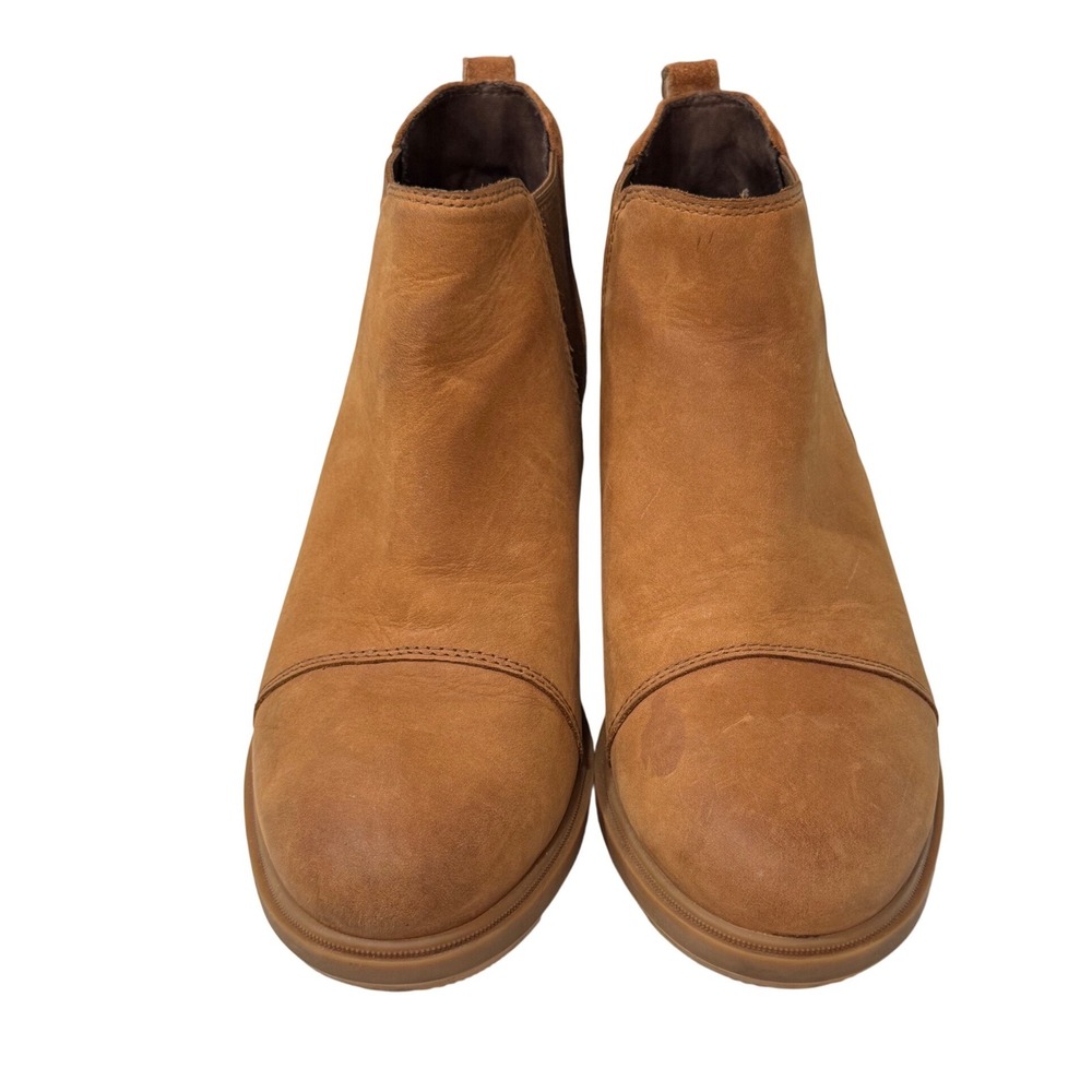 Sorel Evie Chelsea Boot Major Gum Leather Wedge Ankle Boots Womens 9.5